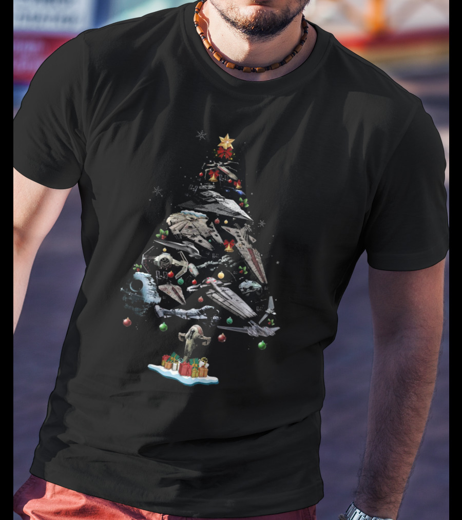 Star Wars Spacecraft Christmas Tree Holiday Mashup T-Shirt