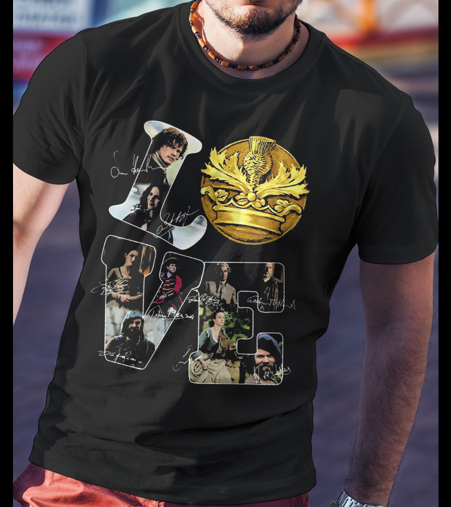 Love Outlander Crown Signature Cast Autographs T-Shirt