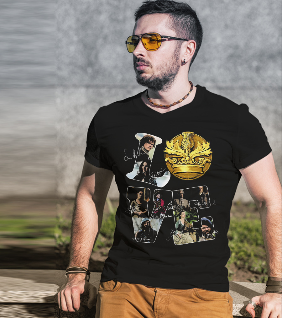 Love Outlander Crown Signature Cast Autographs T-Shirt