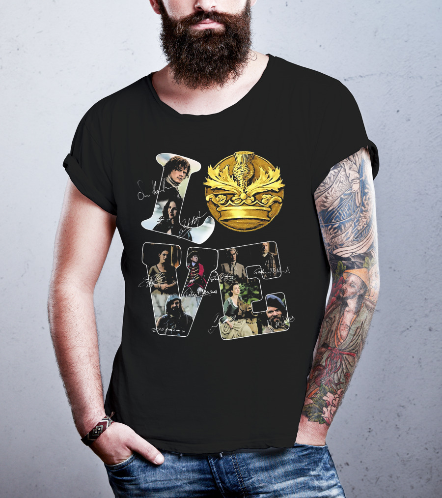 Love Outlander Crown Signature Cast Autographs T-Shirt