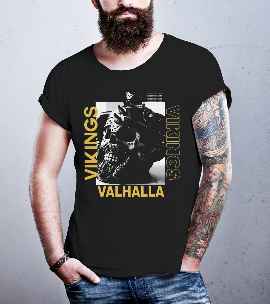Vikings Valhalla Yule Skull Helm T-Shirt