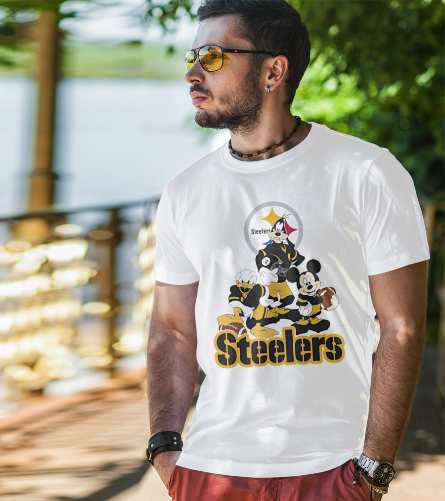 Mickey Donald Goofy Pittsburgh Steelers Football Characters T-Shirt