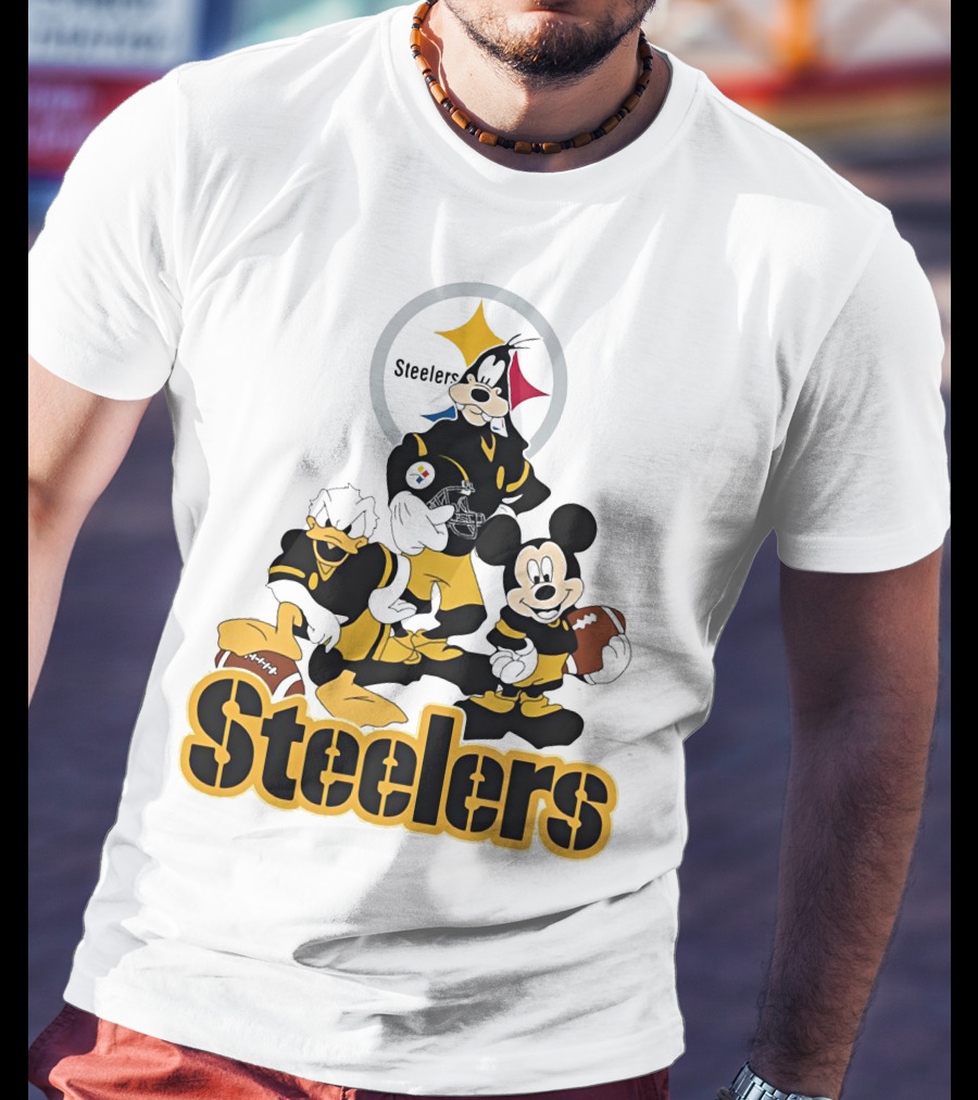 Mickey Donald Goofy Pittsburgh Steelers Football Characters T-Shirt