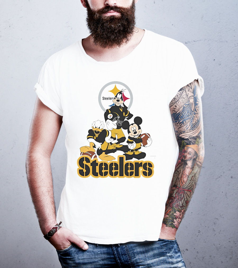 Mickey Donald Goofy Pittsburgh Steelers Football Characters T-Shirt