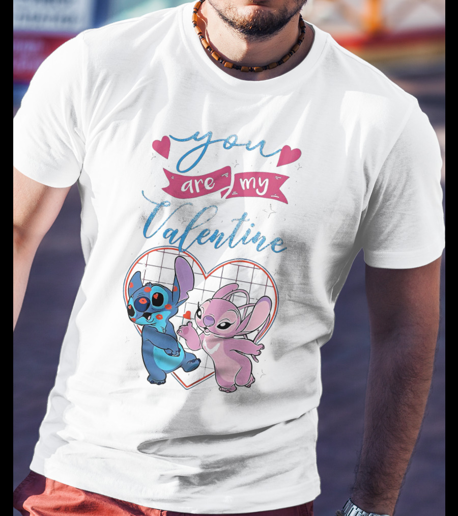 Stitch And Angel You Are My Valentine Heart T-Shirt