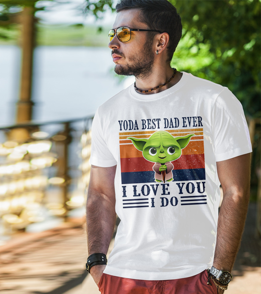 Yoda Best Dad Ever I Love You I Do Retro Stripes T-Shirt