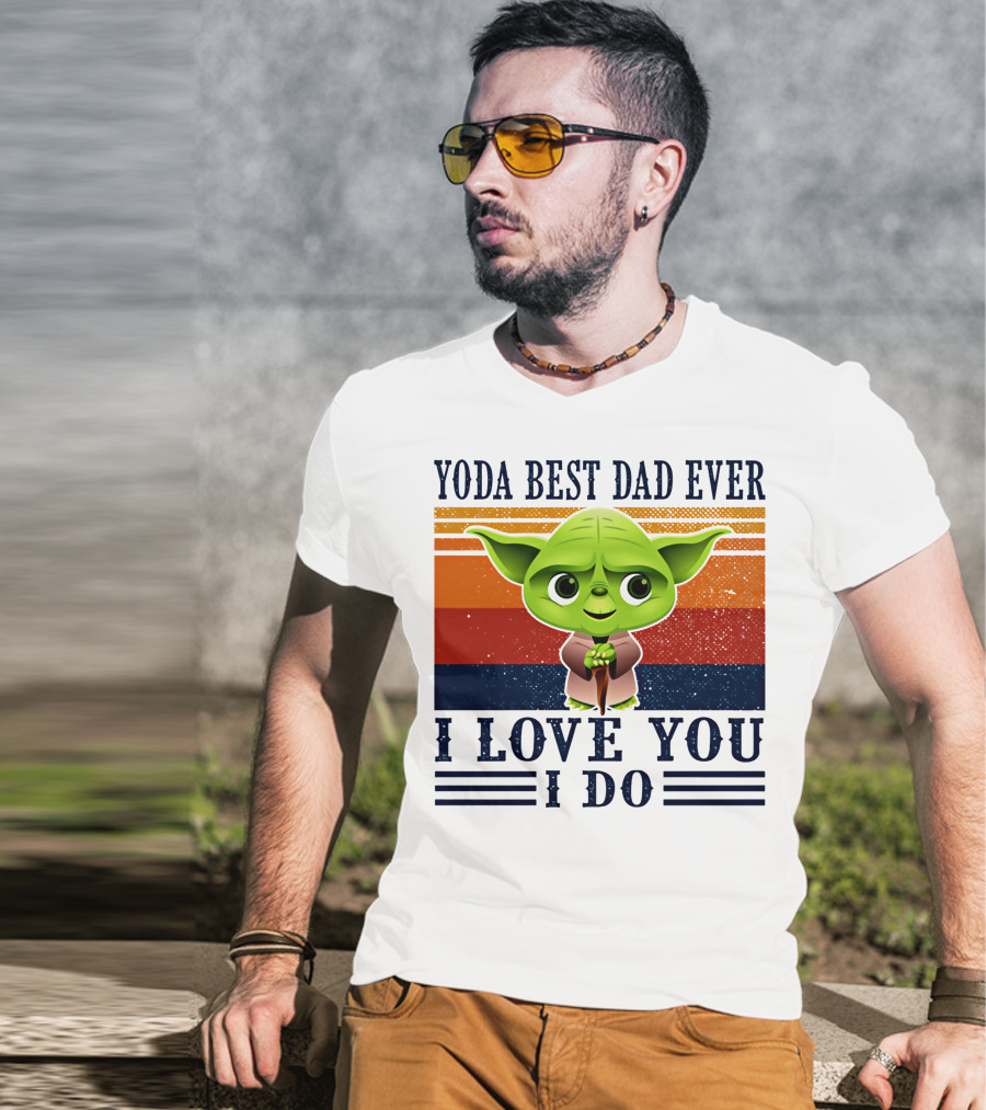 Yoda Best Dad Ever I Love You I Do Retro Stripes T-Shirt