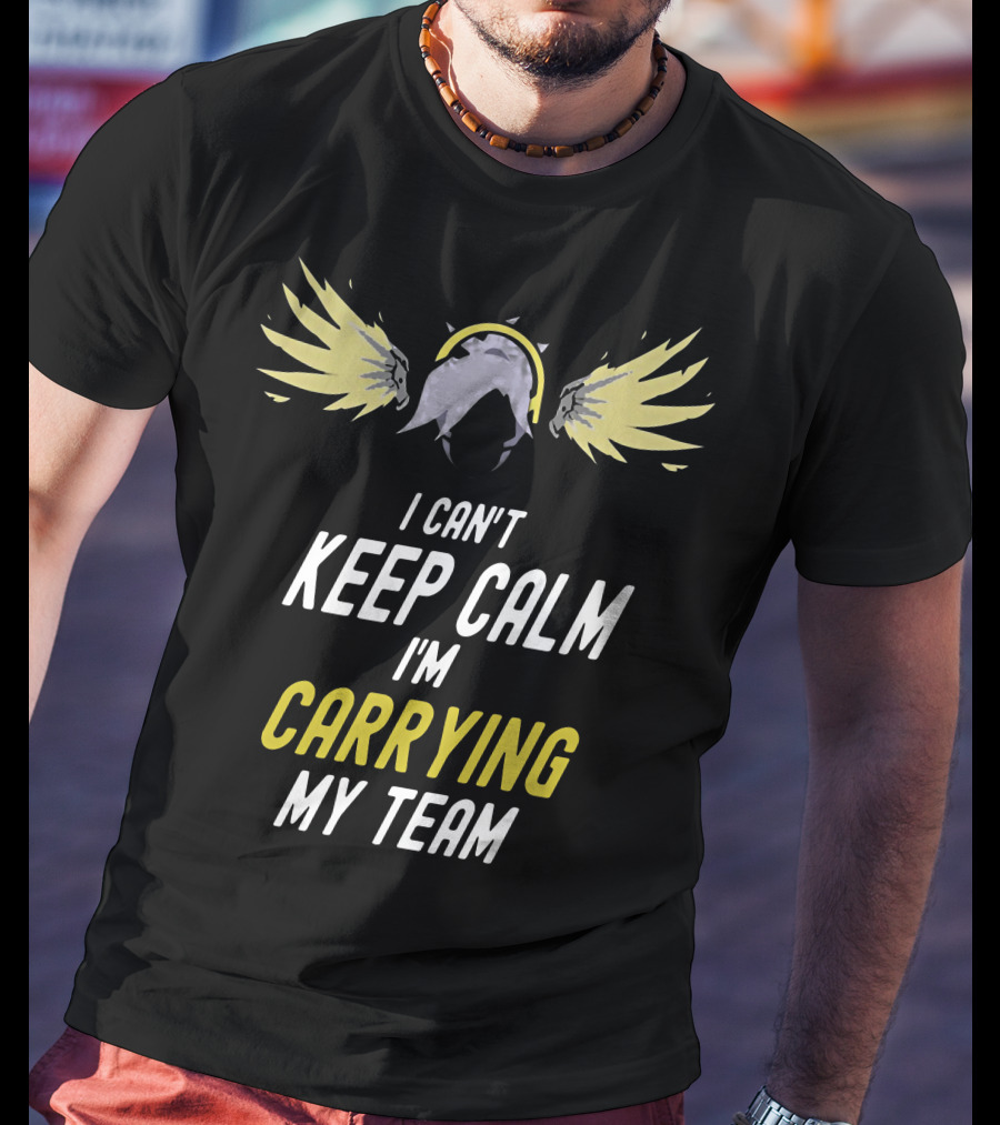 I Can't Keep Calm I'm Carrying My Team Angel Wings Gaming Valor T-Shirt
