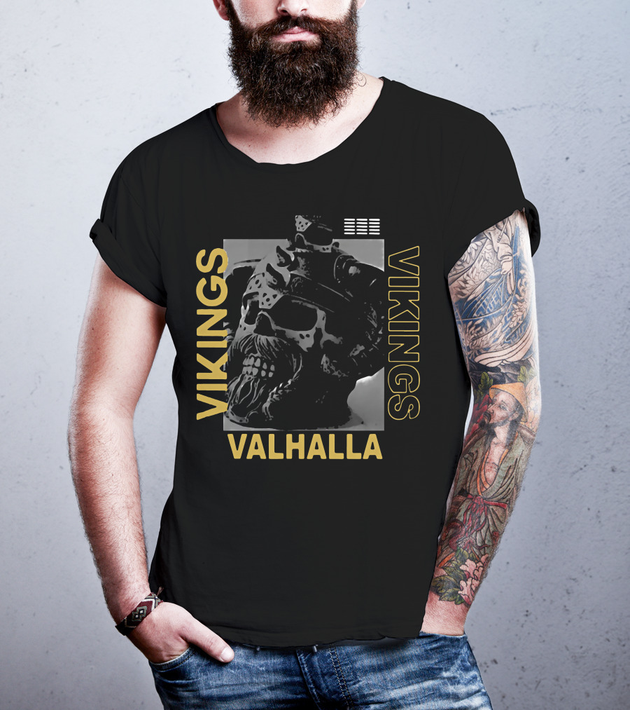 Vikings Skull Valhalla T-Shirt