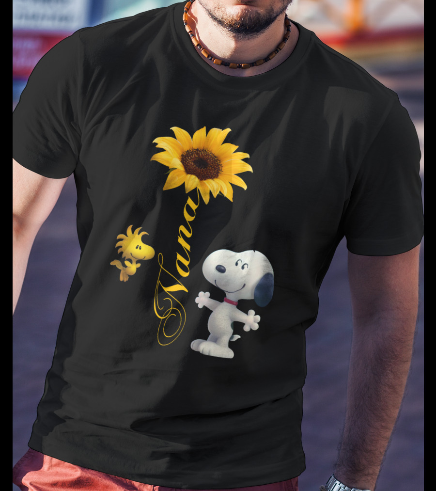 Nana Sunflower With Snoopy And Woodstock Peanuts T-Shirt