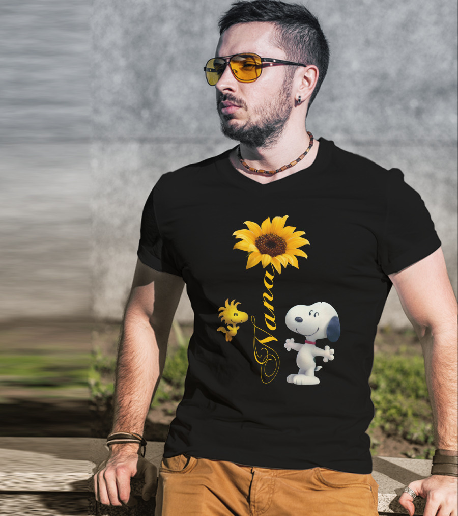 Nana Sunflower With Snoopy And Woodstock Peanuts T-Shirt