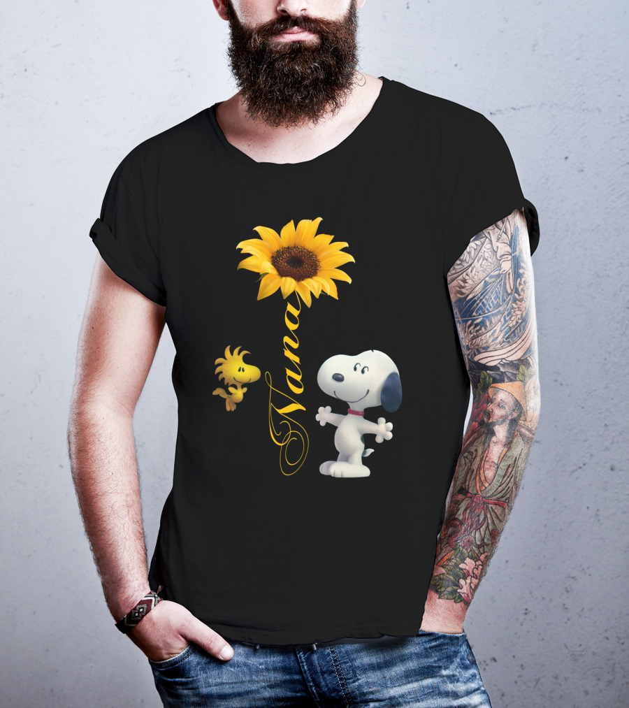 Nana Sunflower With Snoopy And Woodstock Peanuts T-Shirt