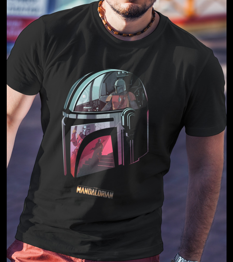 The Mandalorian Helmet Reflection Scene T-Shirt