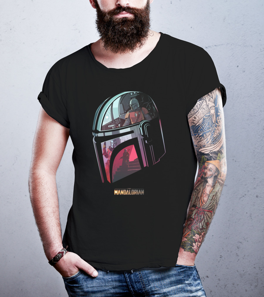 The Mandalorian Helmet Reflection Scene T-Shirt