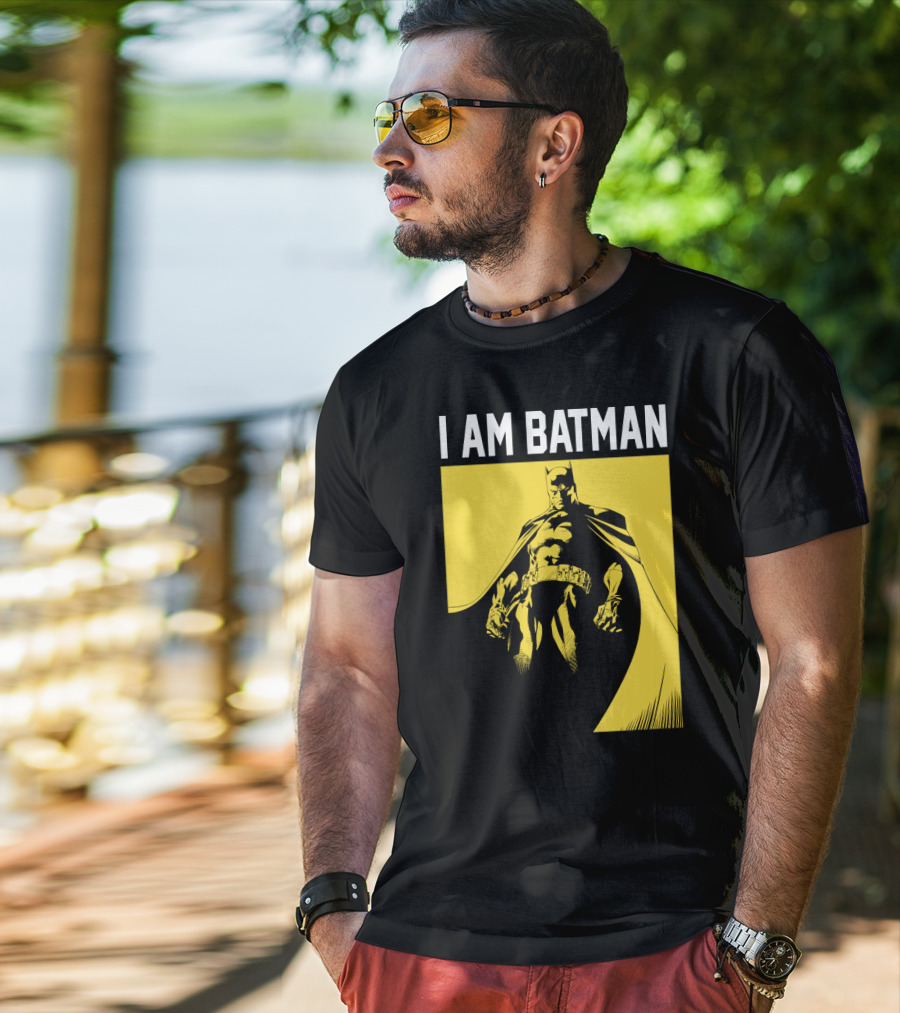 I Am Batman Yellow Black Bold Shadow T-Shirt