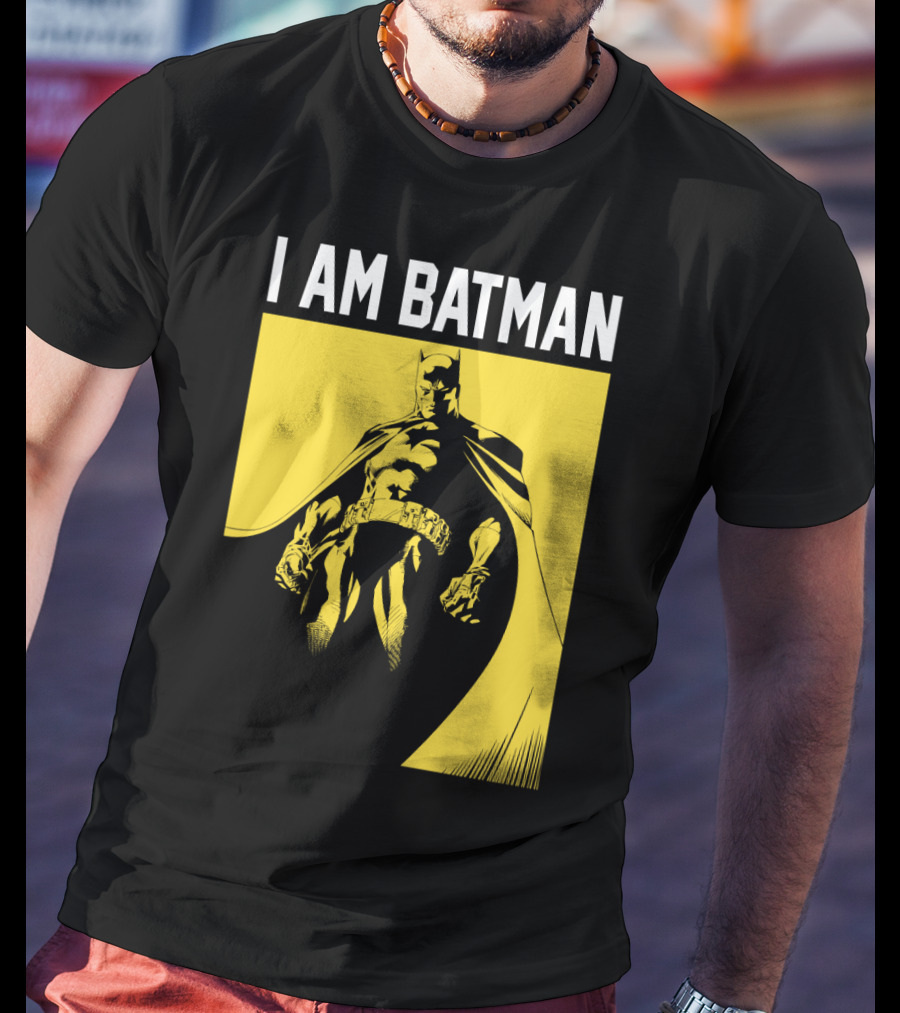 I Am Batman Yellow Black Bold Shadow T-Shirt