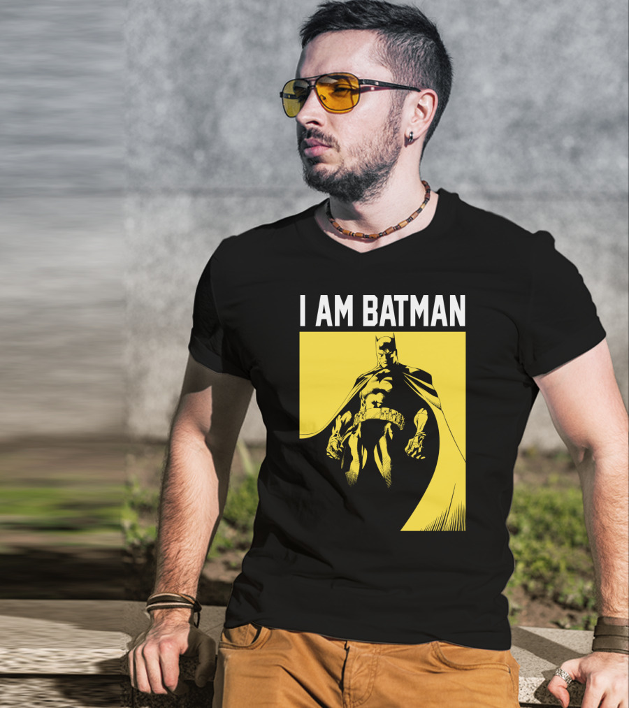 I Am Batman Yellow Black Bold Shadow T-Shirt