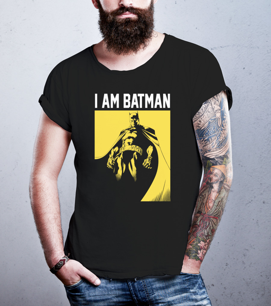 I Am Batman Yellow Black Bold Shadow T-Shirt