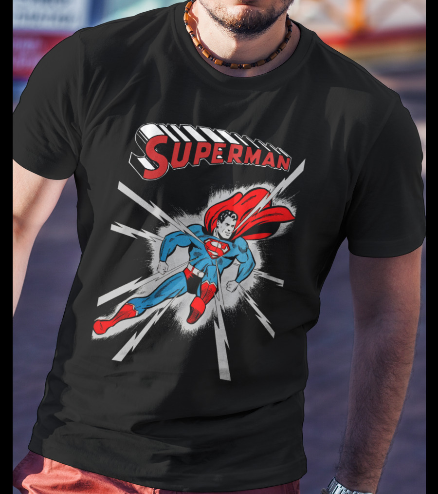 Superman Classic Comic Book Style Cover With Iconic Red And Blue Suit And Cape T-Shirt