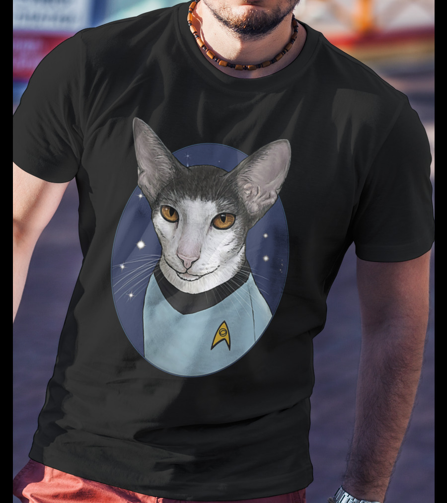 Star Trek Spock Cat With Starfleet Uniform And Vulcan Ears T-Shirt