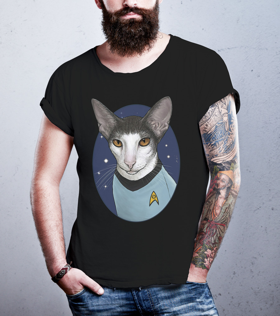 Star Trek Spock Cat With Starfleet Uniform And Vulcan Ears T-Shirt