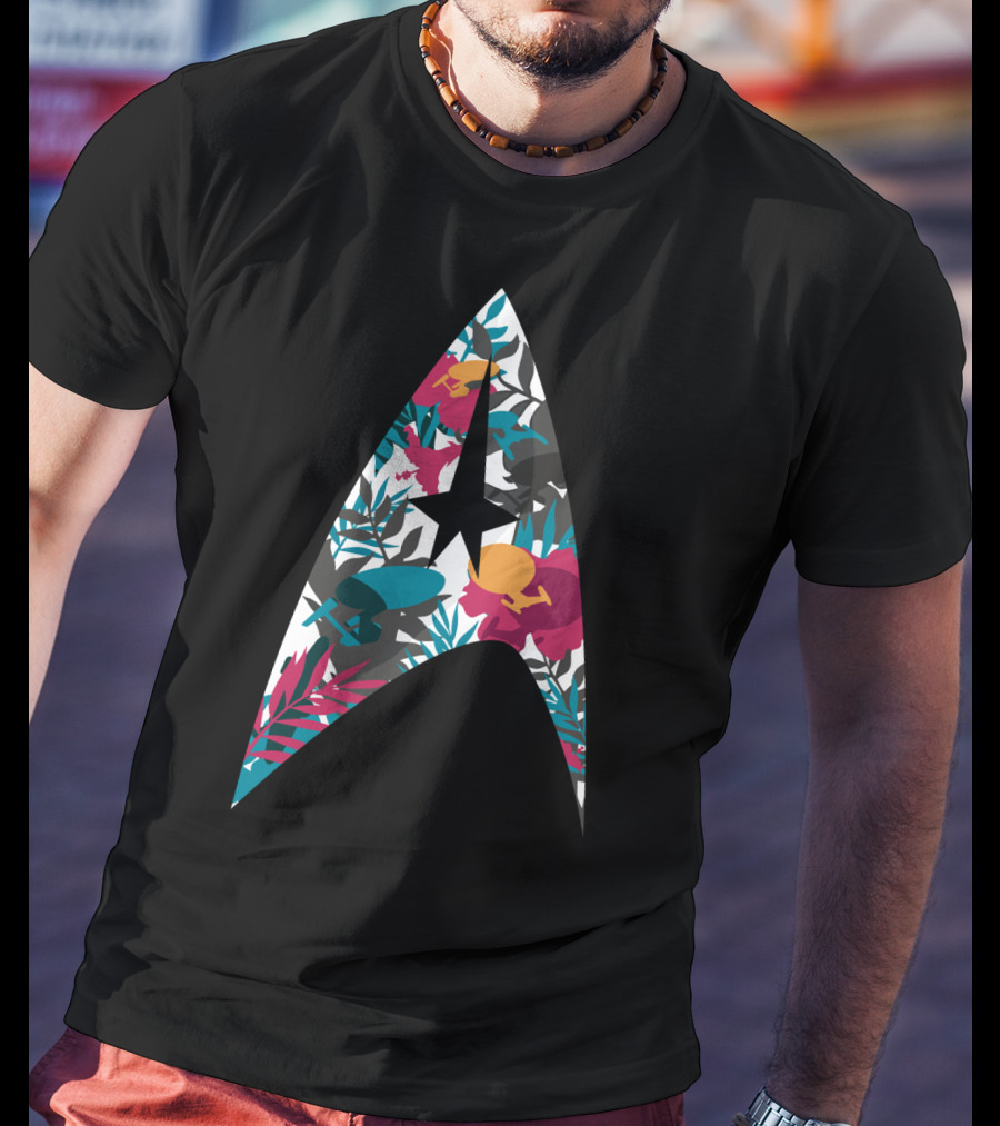 Tropical Starfleet Star Trek Floral Badge T-Shirt