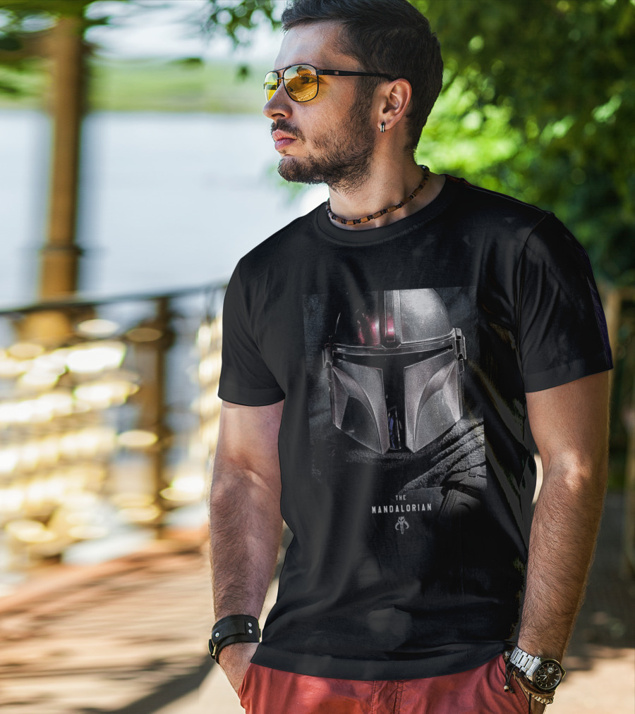 The Mandalorian Shiny Mysterious Star Wars Helmet T-Shirt
