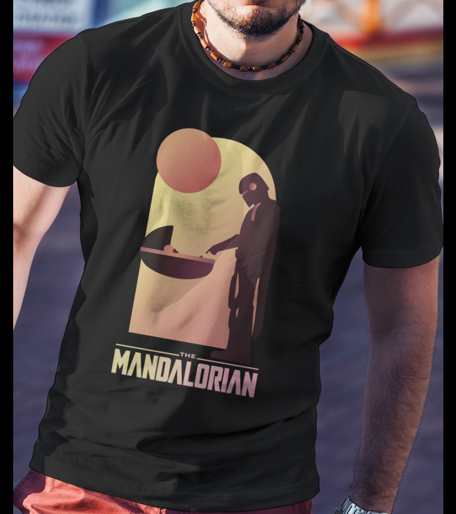 The Mandalorian Bounty Hunter Encounter Sunset Scene T-Shirt