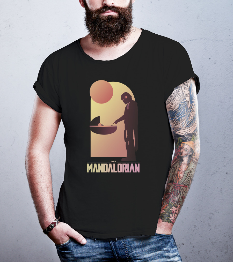 The Mandalorian Bounty Hunter Encounter Sunset Scene T-Shirt
