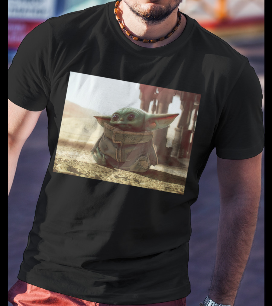 The Child Square Mandalorian Baby Yoda On Tatooine Desert T-Shirt