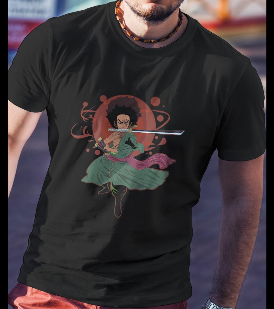 The Boondocks X Zoro Samurai Style Afro Warrior Fusion T-Shirt