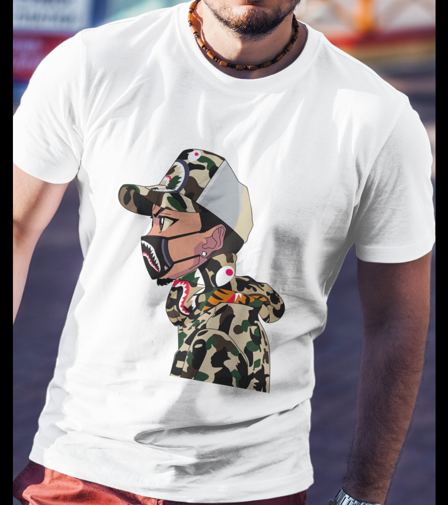 The Boondocks GT Camo Shark Face Mask Hat Hoodie Anime T-Shirt