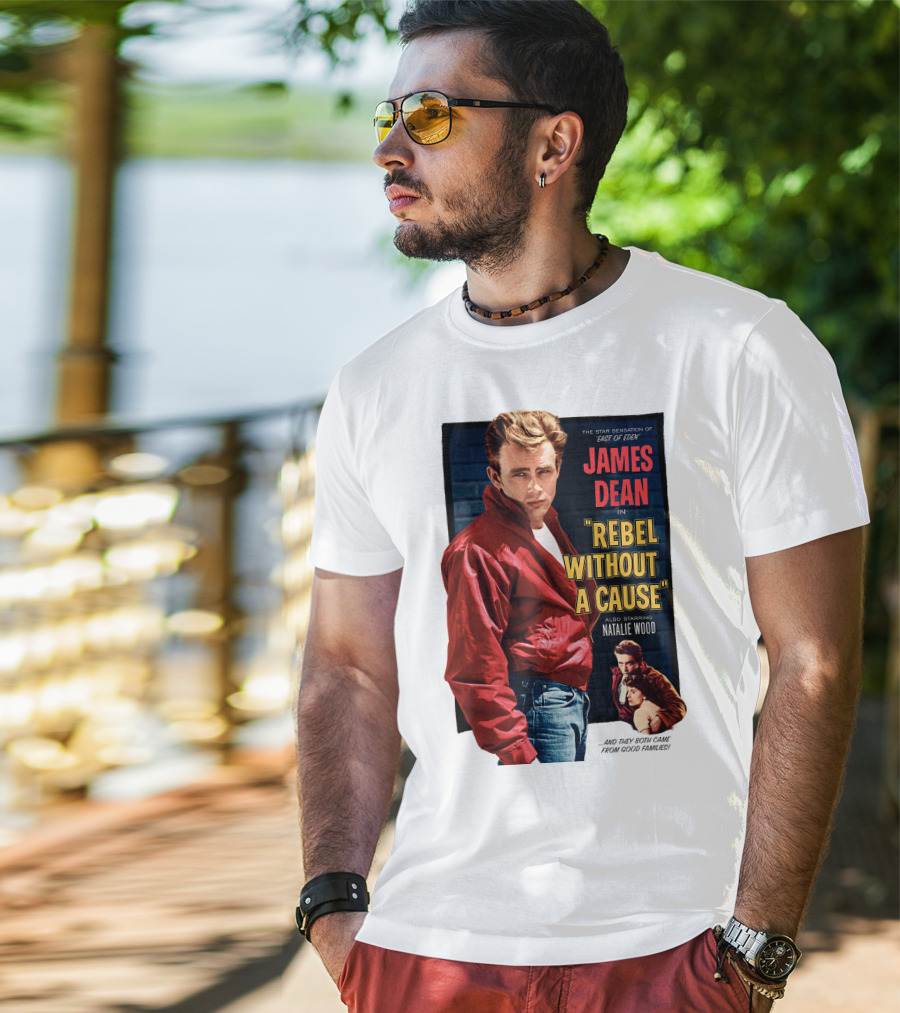 James Dean IN Rebel Without A Cause Also Starring Natalie Wood And They Both Came From Good Families Star Sensation Of East Of Eden T-Shirt