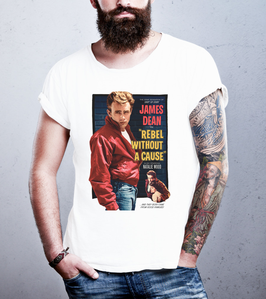 James Dean IN Rebel Without A Cause Also Starring Natalie Wood And They Both Came From Good Families Star Sensation Of East Of Eden T-Shirt