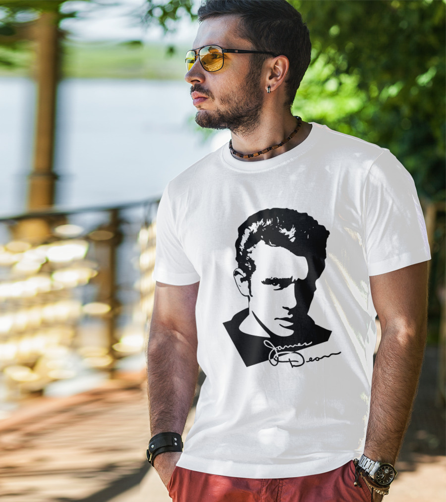 James Dean Portrait With Signature T-Shirt