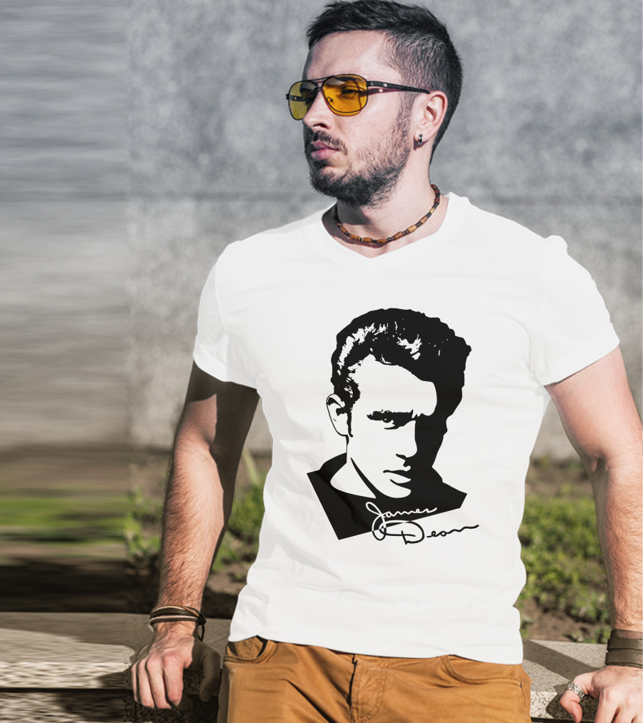 James Dean Portrait With Signature T-Shirt