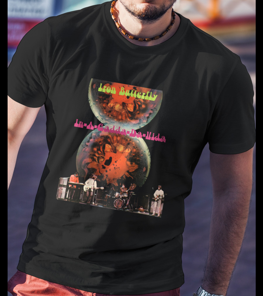 Iron Butterfly In-A-Gadda-Da-Vida Album Cover Retro Band Performance T-Shirt
