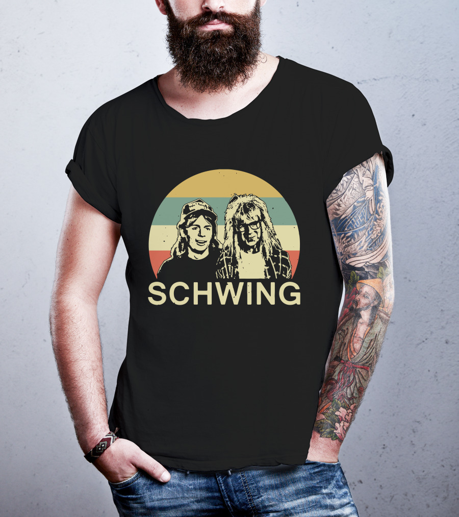 Wayne's World Schwing Retro Vintage Stripes T-Shirt
