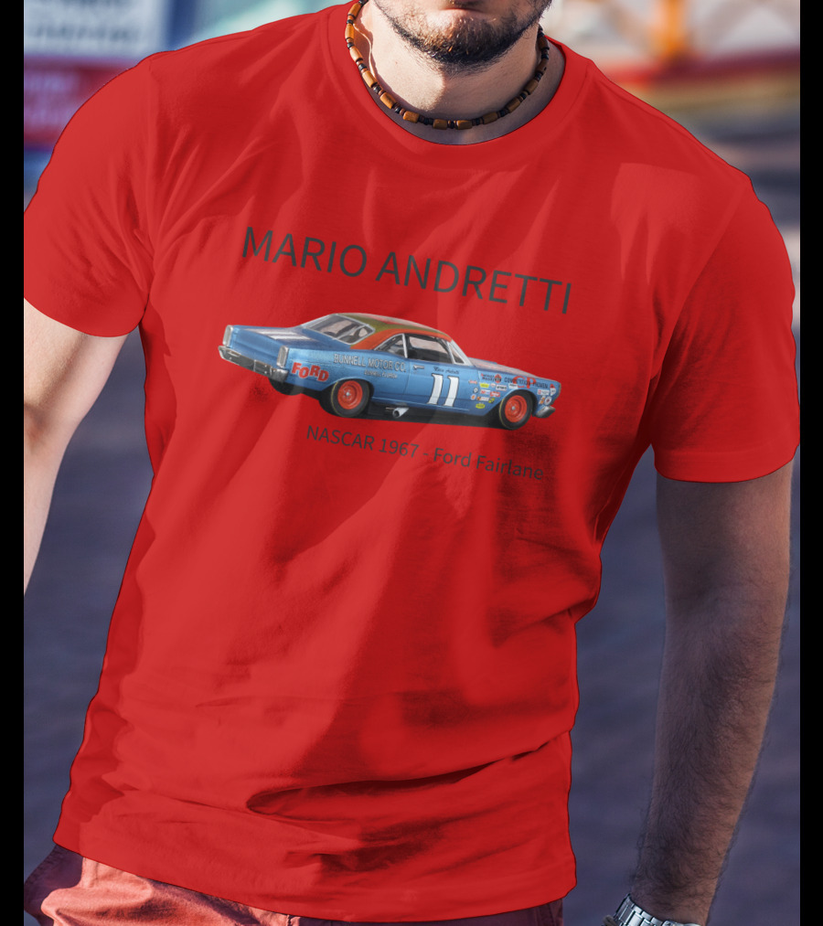 Mario Andretti 1967 NASCAR Ford Fairlane Holman Moody Racing Car Model T-Shirt