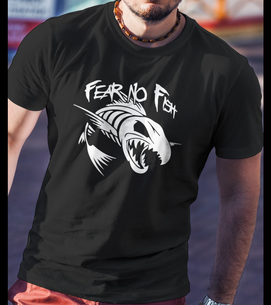Fear No Fish Aggressive Fish Skeleton T-Shirt