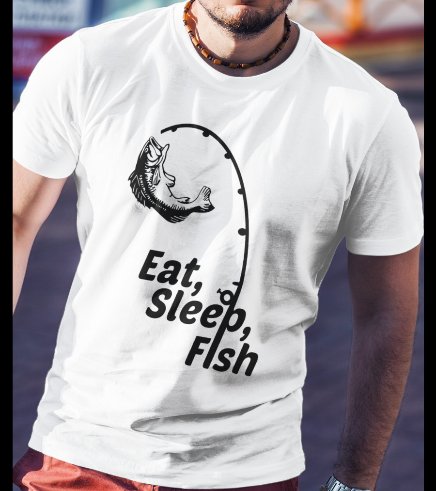 Eat Sleep Fish Fishing Rod And Jumping Fish T-Shirt