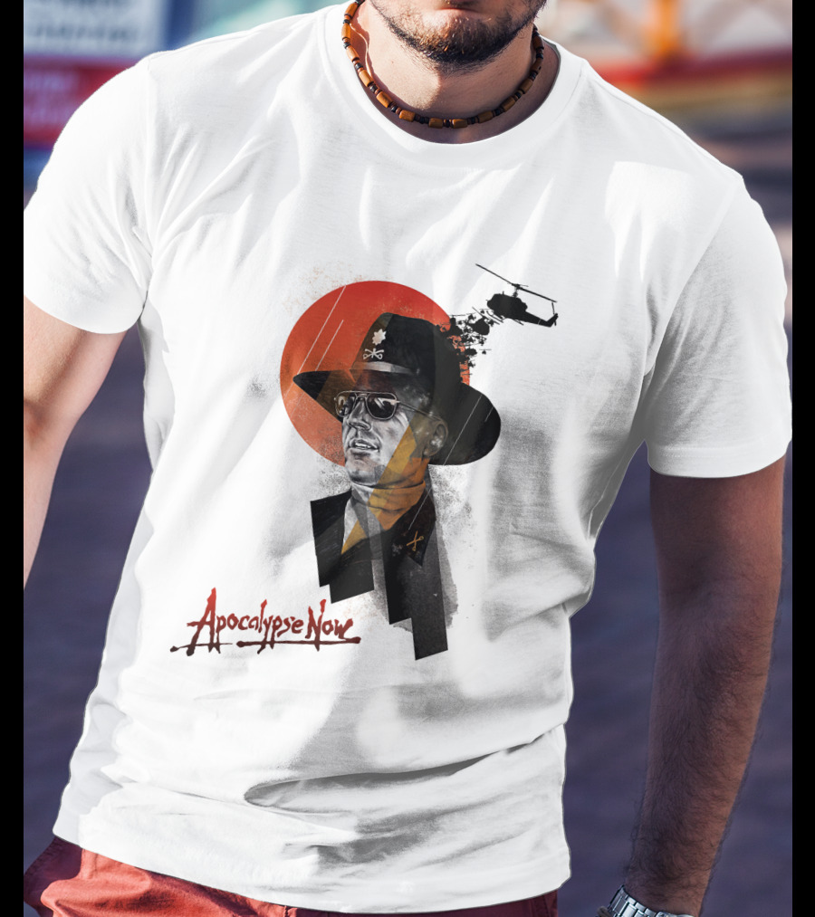 Apocalypse Now Helicopter And Soldier With Red Sun Iconography T-Shirt
