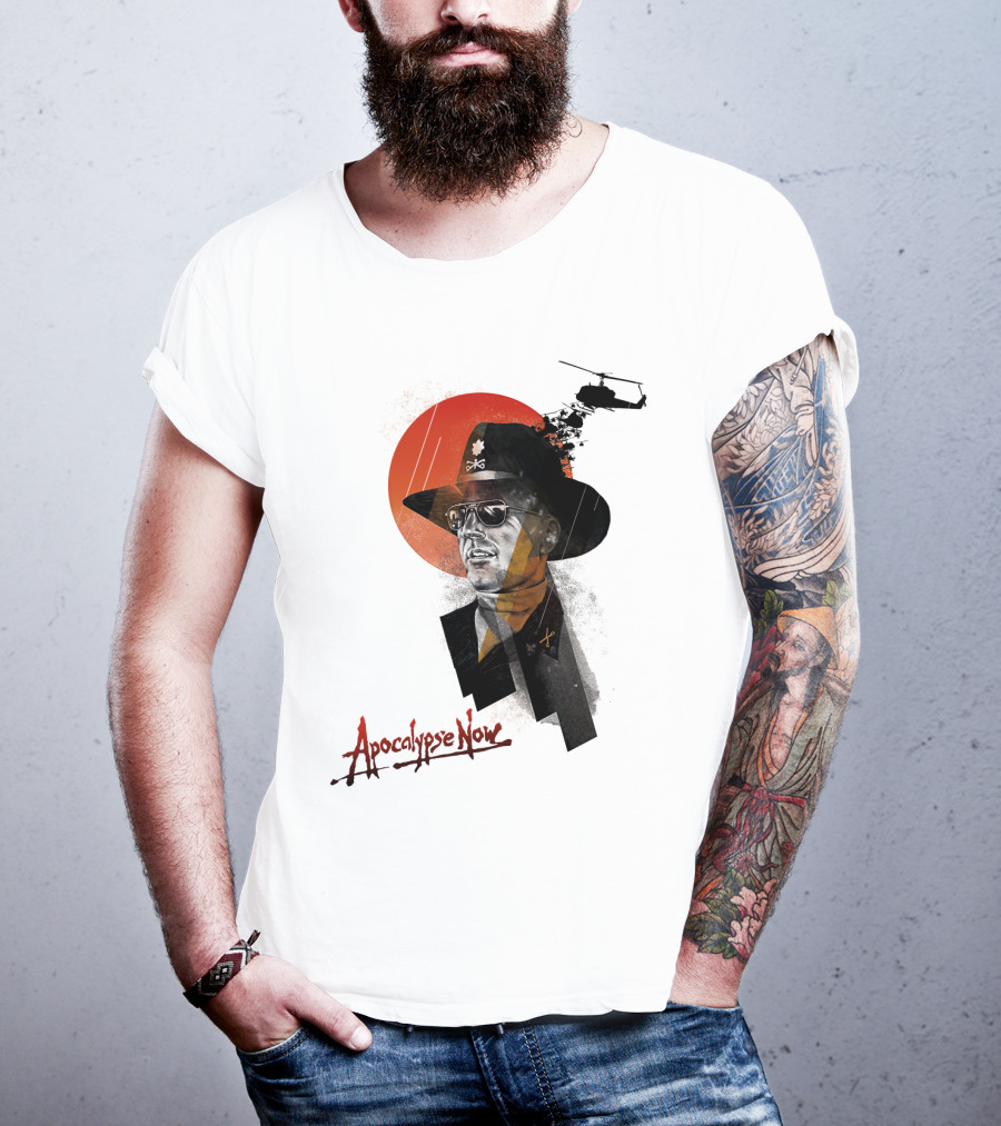 Apocalypse Now Helicopter And Soldier With Red Sun Iconography T-Shirt