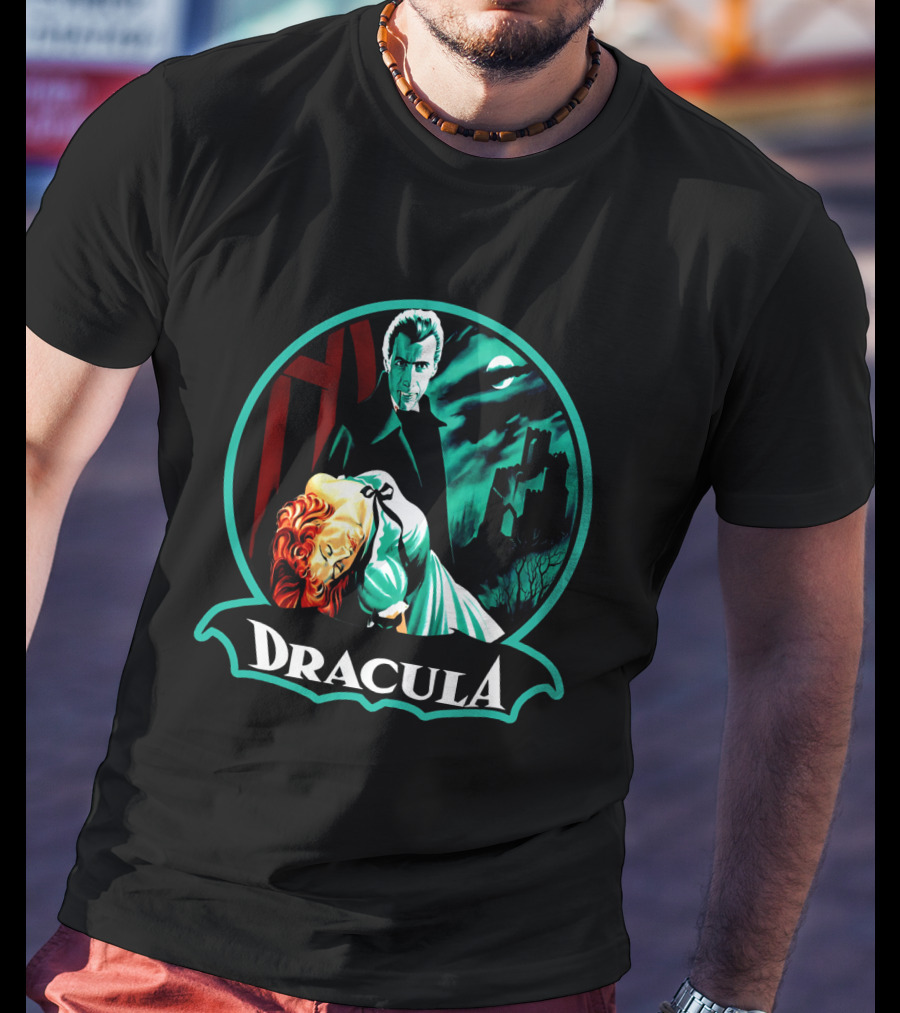 Dracula Bela Lugosi Vintage Horror Gothic Castle Dark Moonlit Night T-Shirt