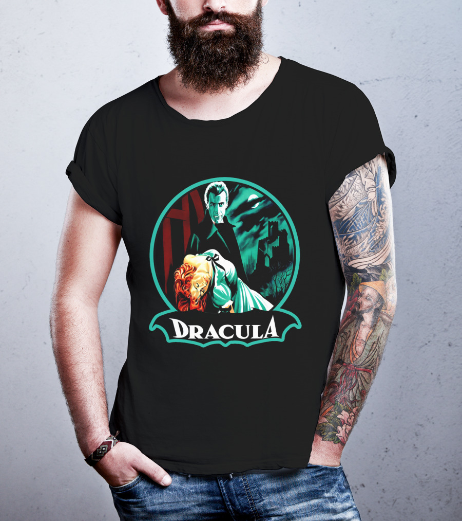 Dracula Bela Lugosi Vintage Horror Gothic Castle Dark Moonlit Night T-Shirt