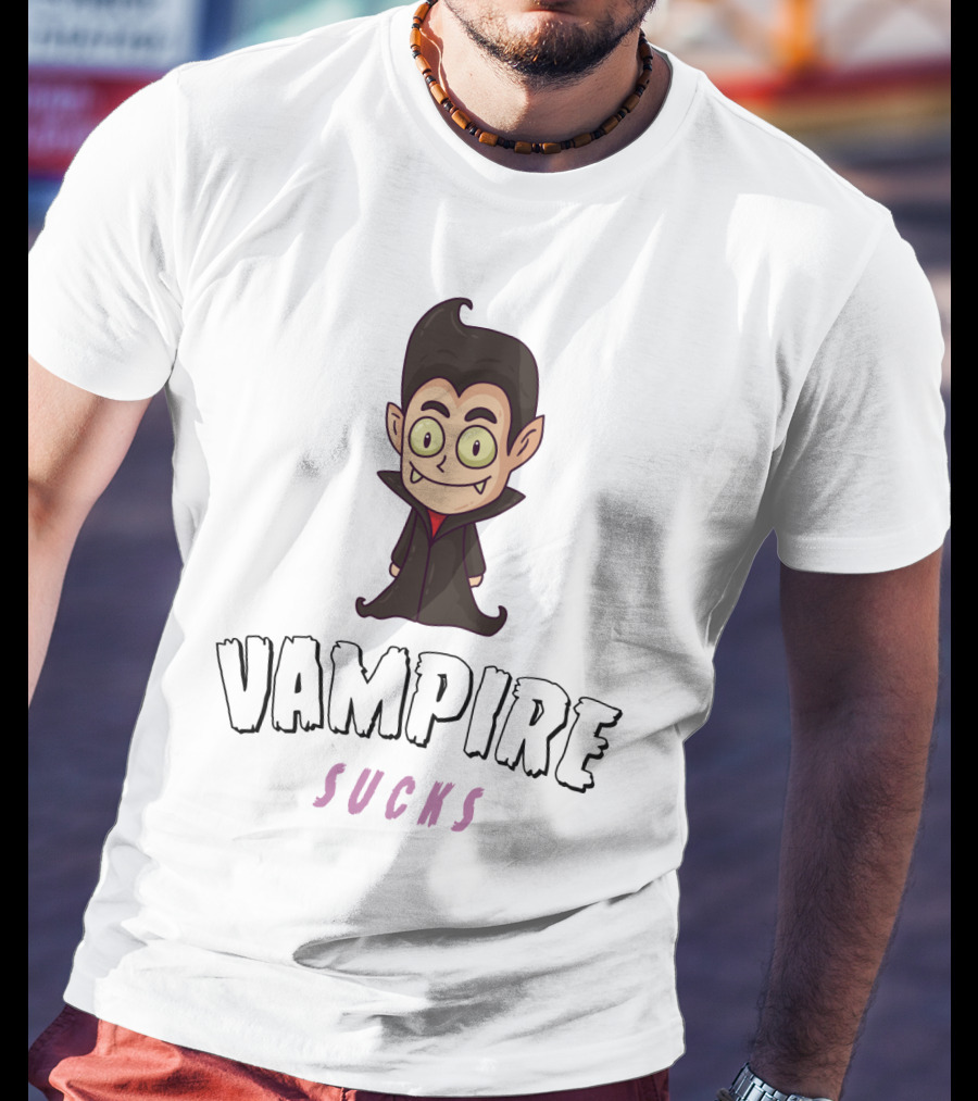 Halloween Season Greetings Vampire Sucks Cartoony Character T-Shirt