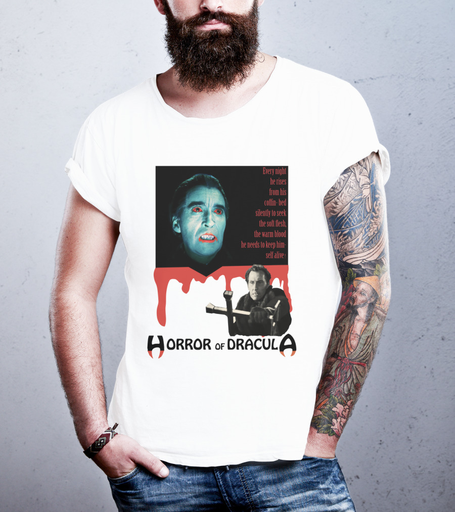 Every Night He Rises From His Coffin-Bed To Seek Blood Horror Of Dracula T-Shirt