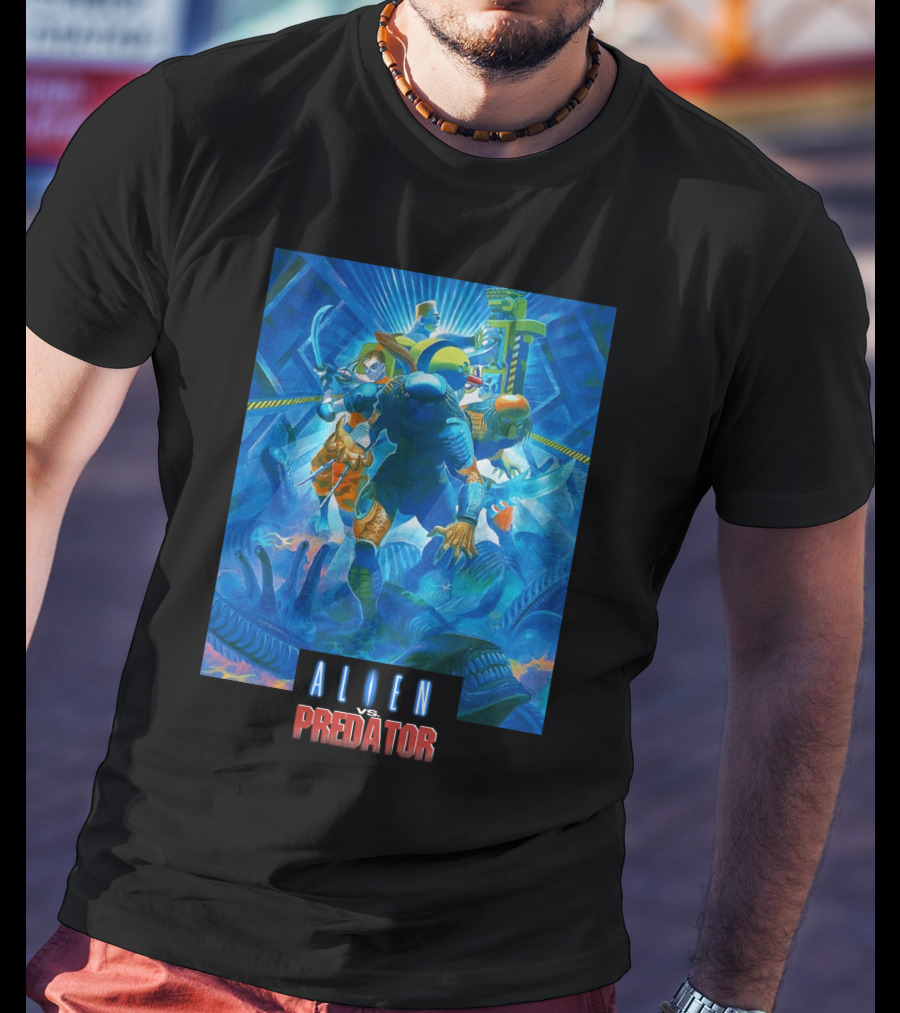 Alien Vs. Predator Retro Video Game Cover T-Shirt