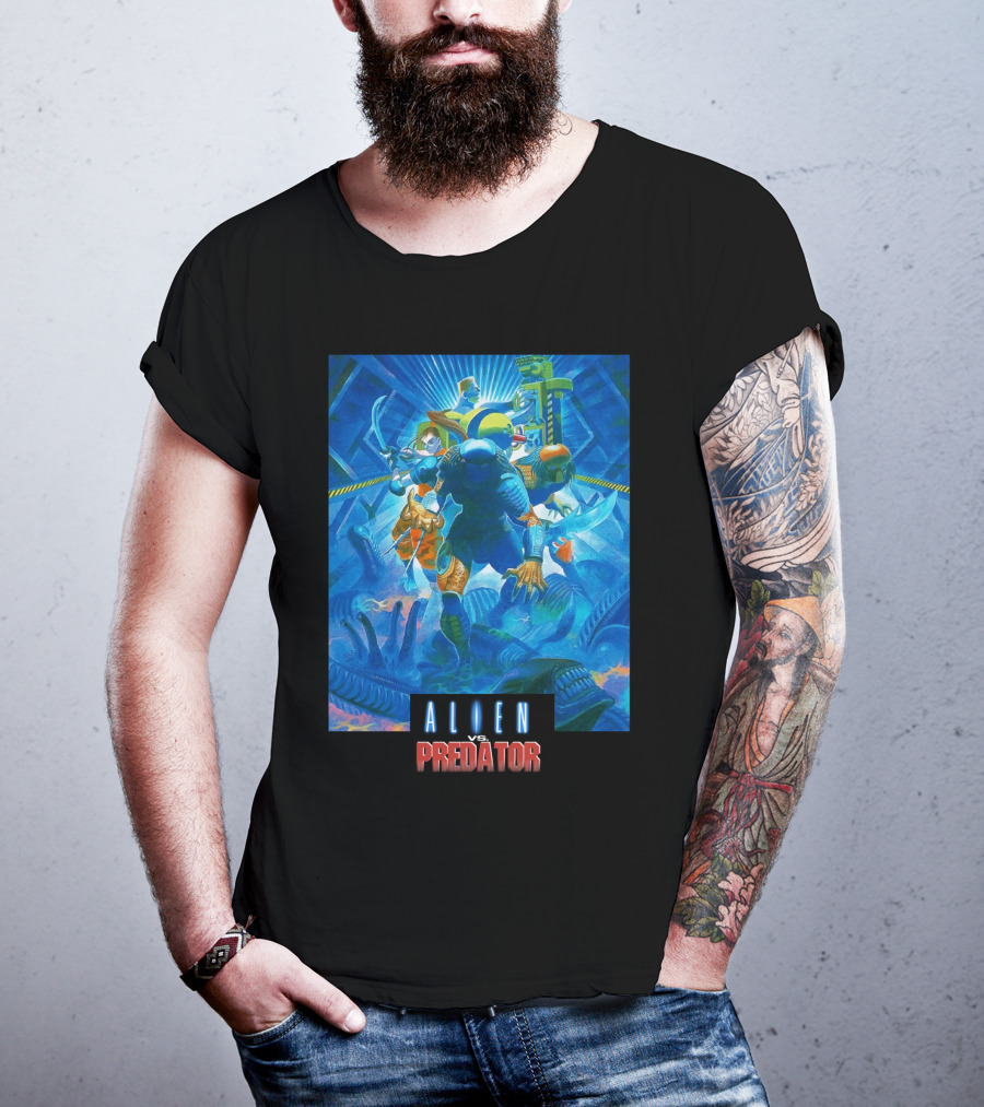 Alien Vs. Predator Retro Video Game Cover T-Shirt