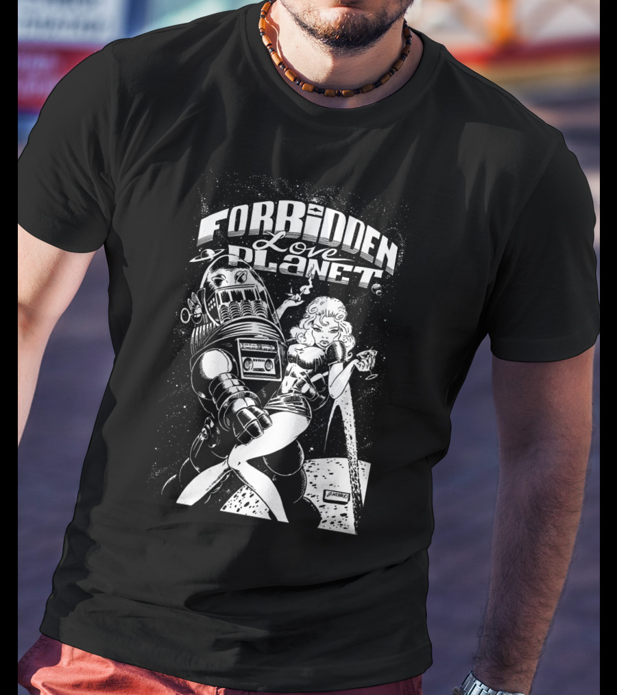 FORBIDDEN LOVE PLANET Sci-Fi Romance Retro Space Adventure T-Shirt